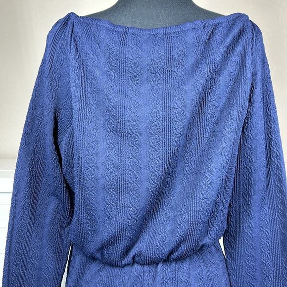 Julia Jordan Sweetheart Neck Long Sleeve Knit Dress Navy Blue Textured Size 14 - Picture 13 of 16